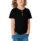 GAMISOTE Kids Boys Henley Shirts Solid Button Down Short Sleeve Pocket Casual Tops Tees