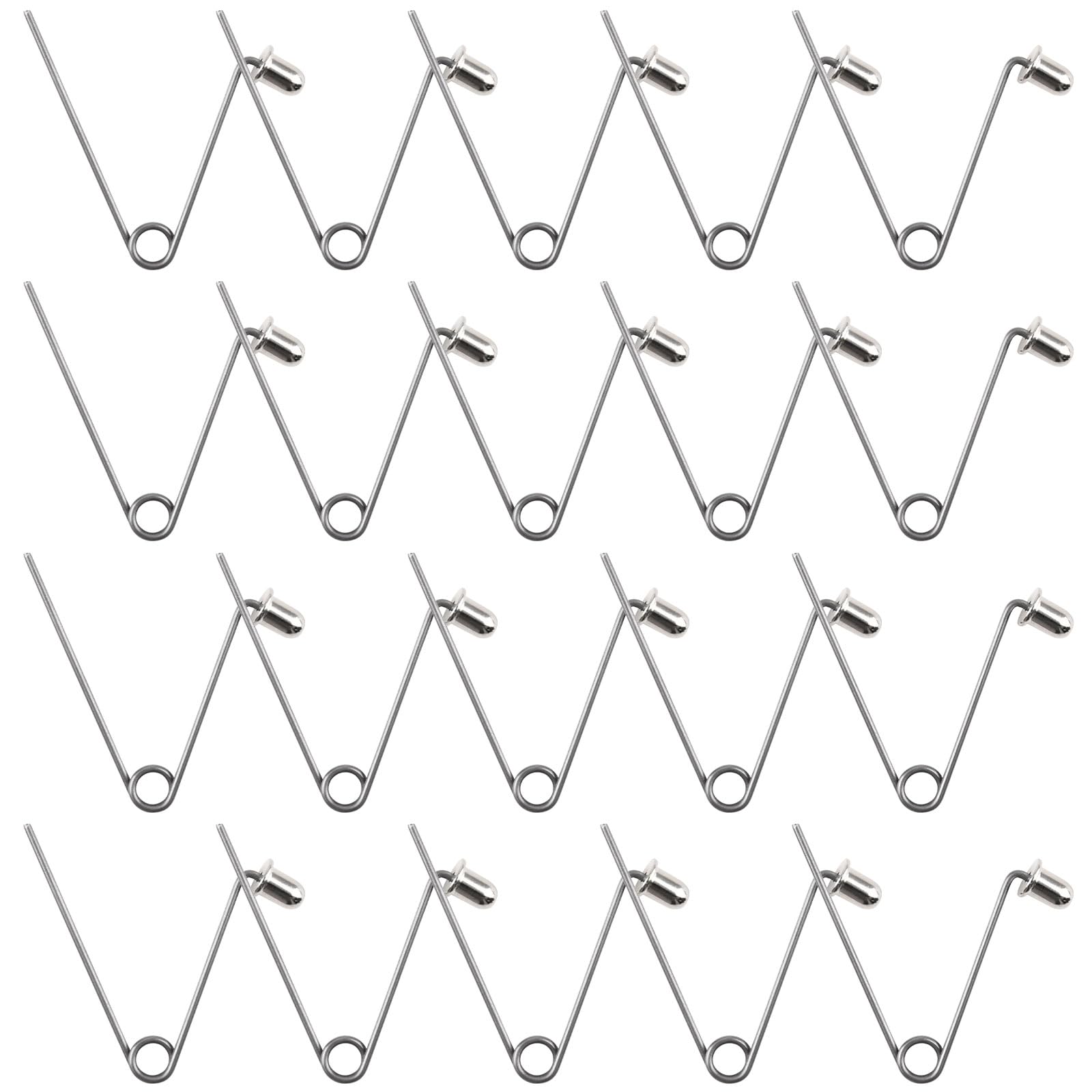 INCREWAY Tent Pole Clips, 20PCS Kayak Paddle Spring Snap Clips, Carbon Steel Tent Pole Push Button Spring Clips for Camping Kayak Paddle Tent Pole, 6mm Button