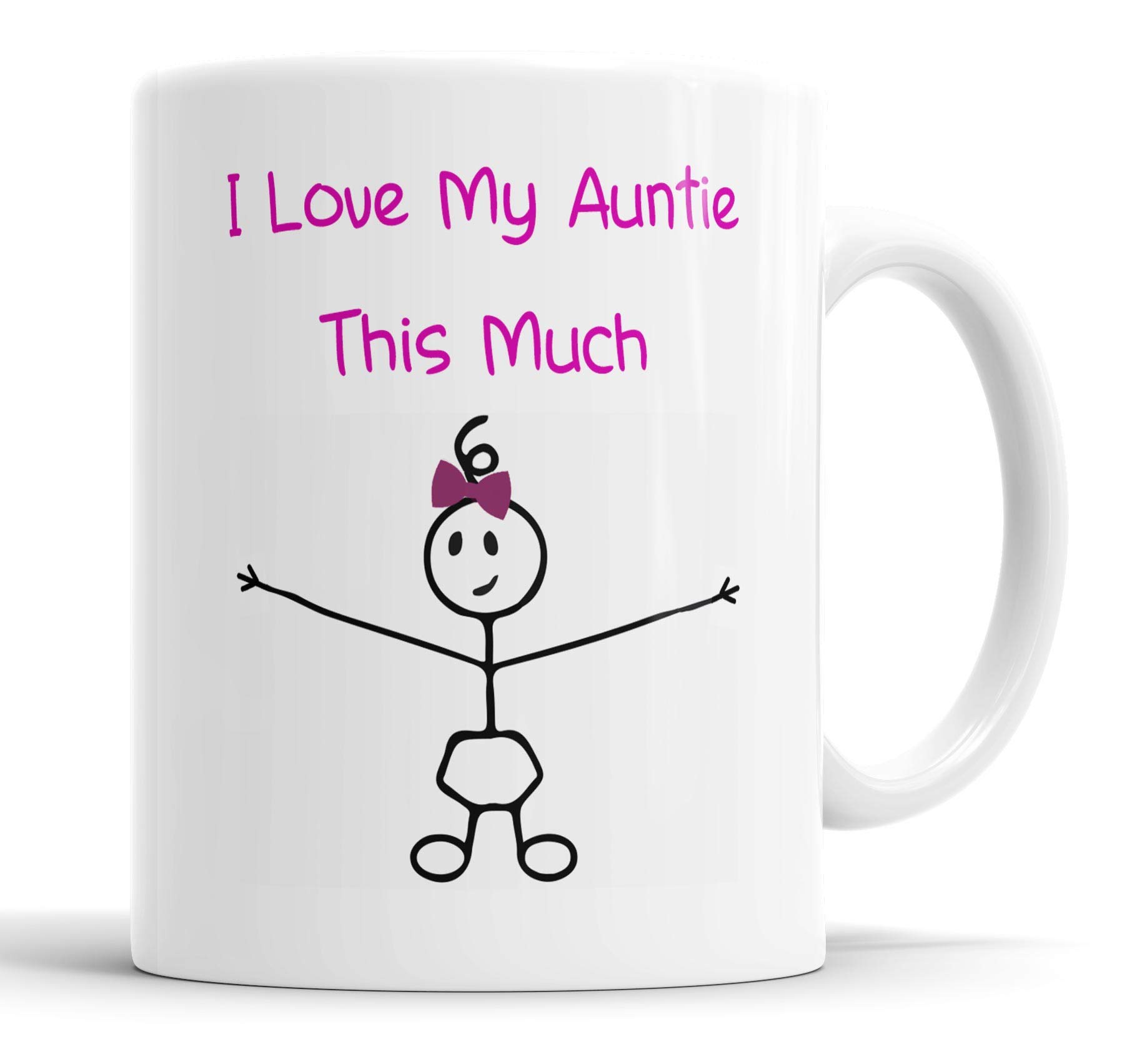 Faithful Prints I Love My Auntie This Much (Girls) Ceramic Mug – Funny Gift from Neice for Aunt, Birthday or Christmas Present, Cute Family Keepsake for Aunty