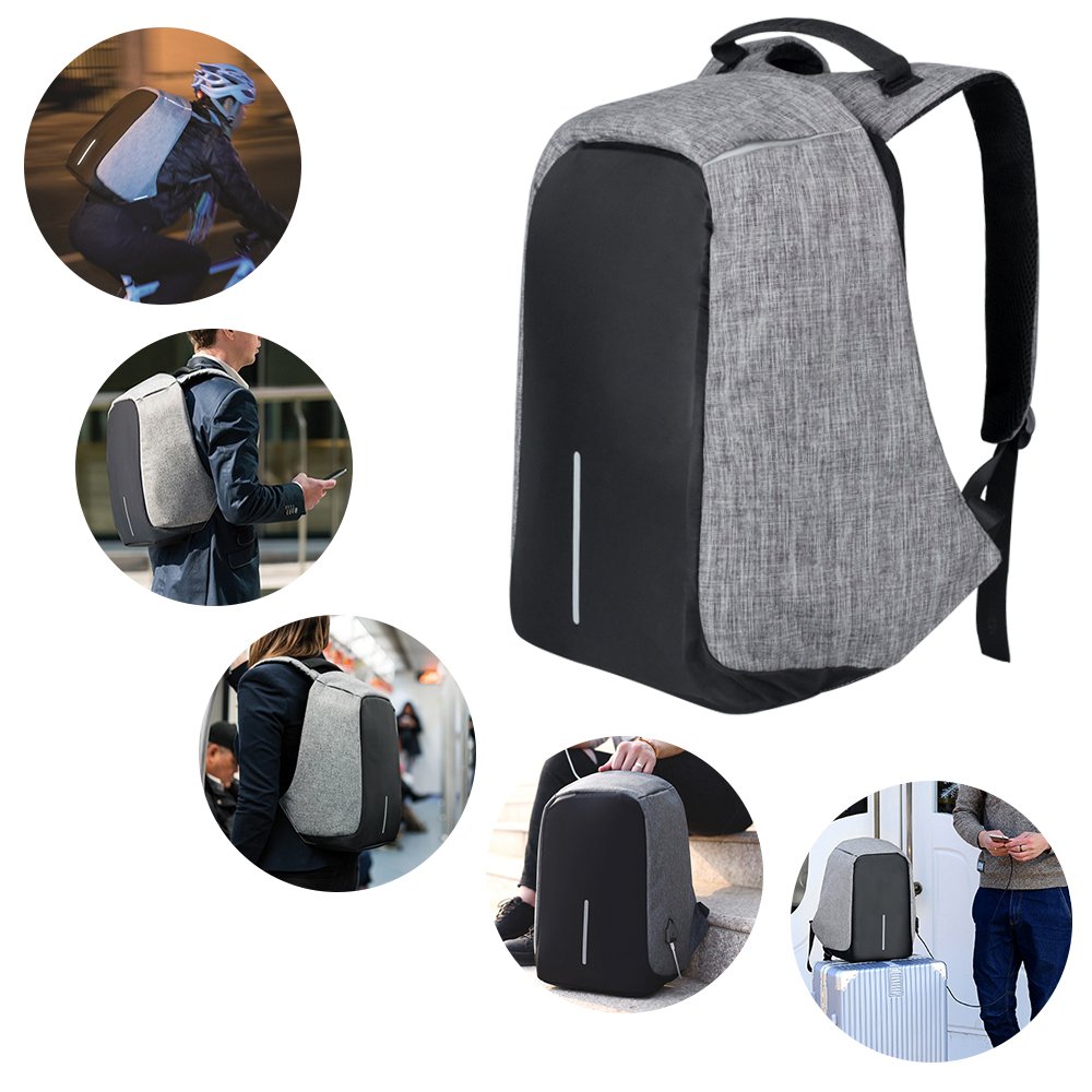 ADUO Anti-theft Laptop Backpack, Waterproof Travel Business Backpack School Hiking Camping Bag with USB Charging Port Fits 15.6 inch Laptop and Notebook ( Grey )