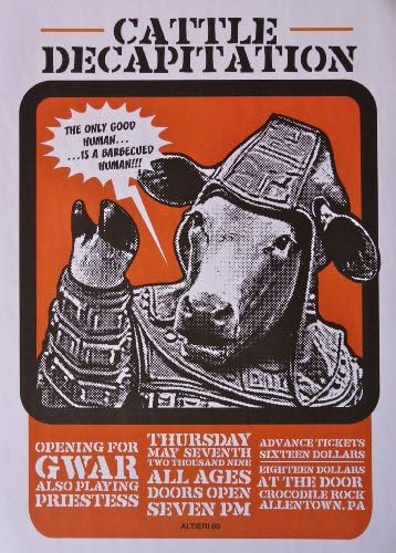Cattle Decapitation - Live at Crocodile Rock - Concert Gig Poster - 10"x14" - Allentown 2009