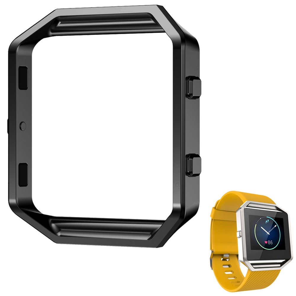 AISPORTS Fitbit Blaze Frame Stainless Steel Metal Watch Frame Holder Shell Replacement Housing Protective Case Cover for Fitbit Blaze Smart Watch, Black