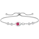 Blaniy Infinity Bracelets for Women 925 Sterling Silver Adjustable Link Bracelet Birthstone Jewelry Gifts for Her