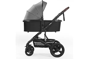CYNEBABY Newborn Infant Toddler Baby Stroller - Strollers with Backrest Adjustable Reversible, 2 in 1 High Landscape Convertible Bassinet Foldable Aluminum Alloy 3D Shock Absorption All Terrain Pram Dark Gray