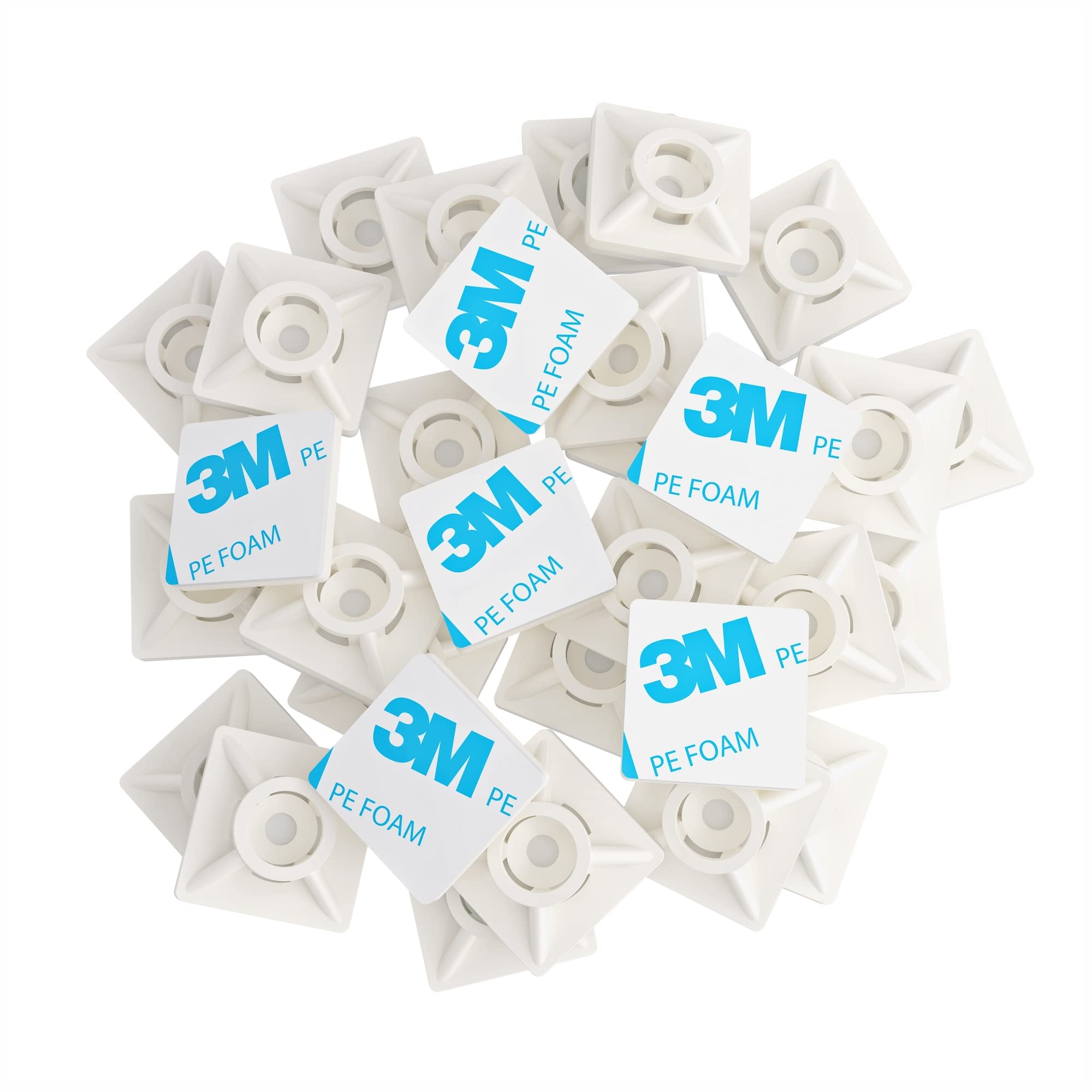 intervisio Cable Tie Mounts, 19 mm x 19 mm, Self Adhesive Base for Zip Tie, Bases Holder Pads, 200 Pieces, Ivory White Neutral