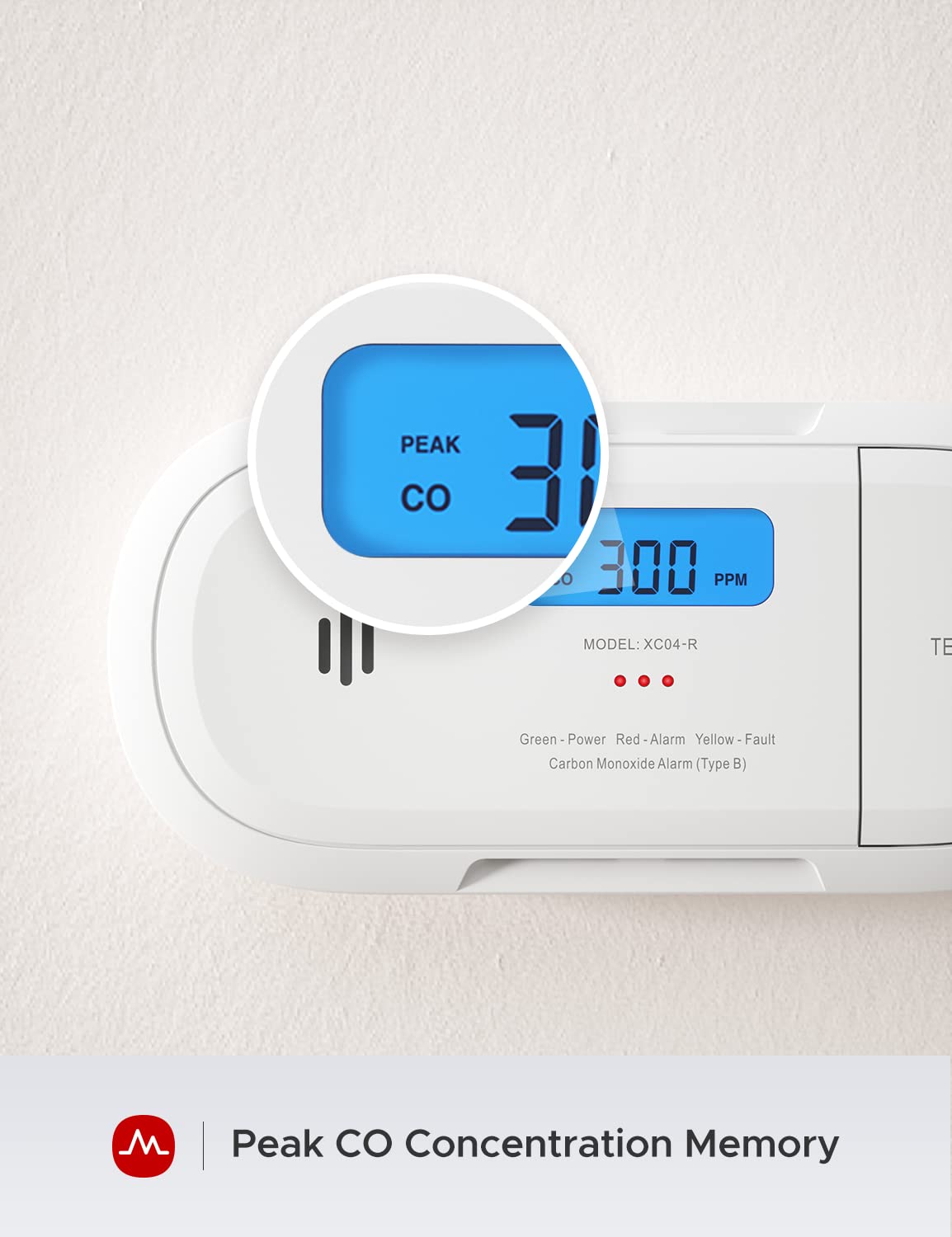X-Sense CO Melder mit Spitzenwert Speicher, Kohlenmonoxidmelder, Akkurater Sensor mit 10 Jahre Batterie & LCD Display, TÜV Zertifiziert nach EN 50291, XC04-R 4