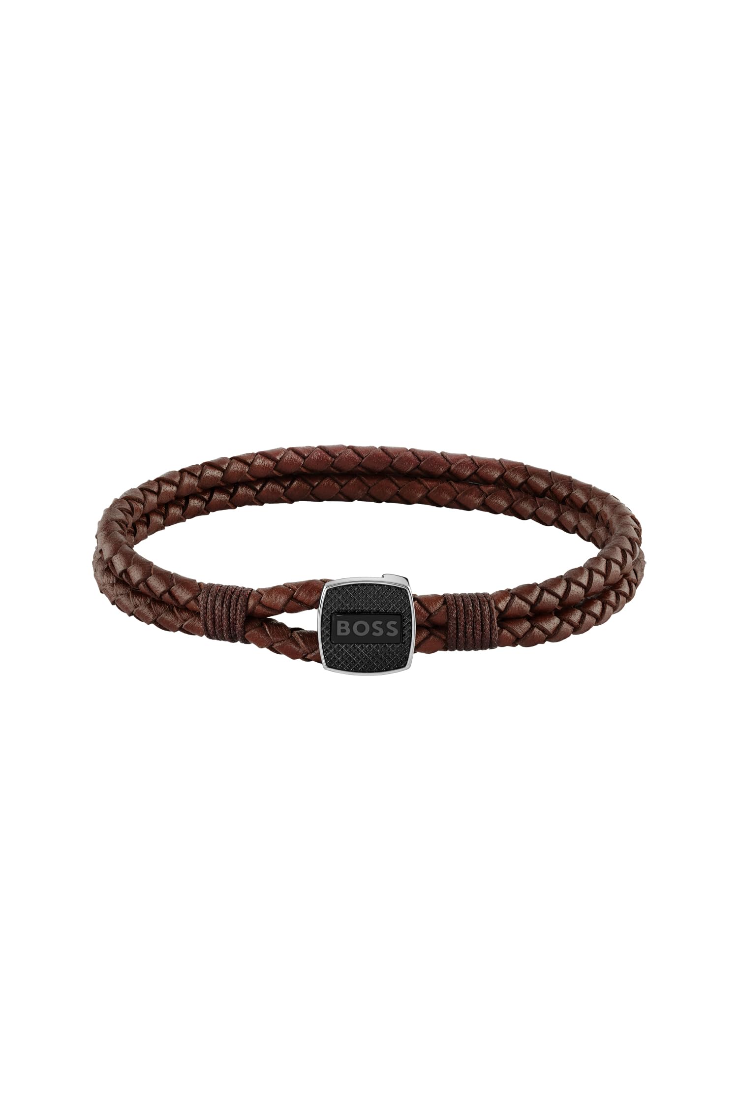 BOSS Jewelry Men's SEAL Collection Leather Bracelet Brown - 1580048S