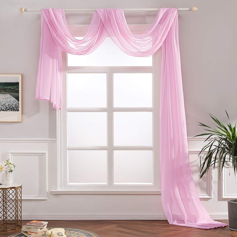 Megachest TAILORED VOILE WINDOW SCARF PELMET (light pink, 56"X197"X1 Panel)