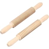 Abizarch 2Pcs Wooden Pasta Cutter Easy Use Wooden Rolling Pin Beechwood Pappardelle Paste Cutter Pappardelle Paste Maker for Pappardelle Noodles Pasta((5mm+7mm),Log color)