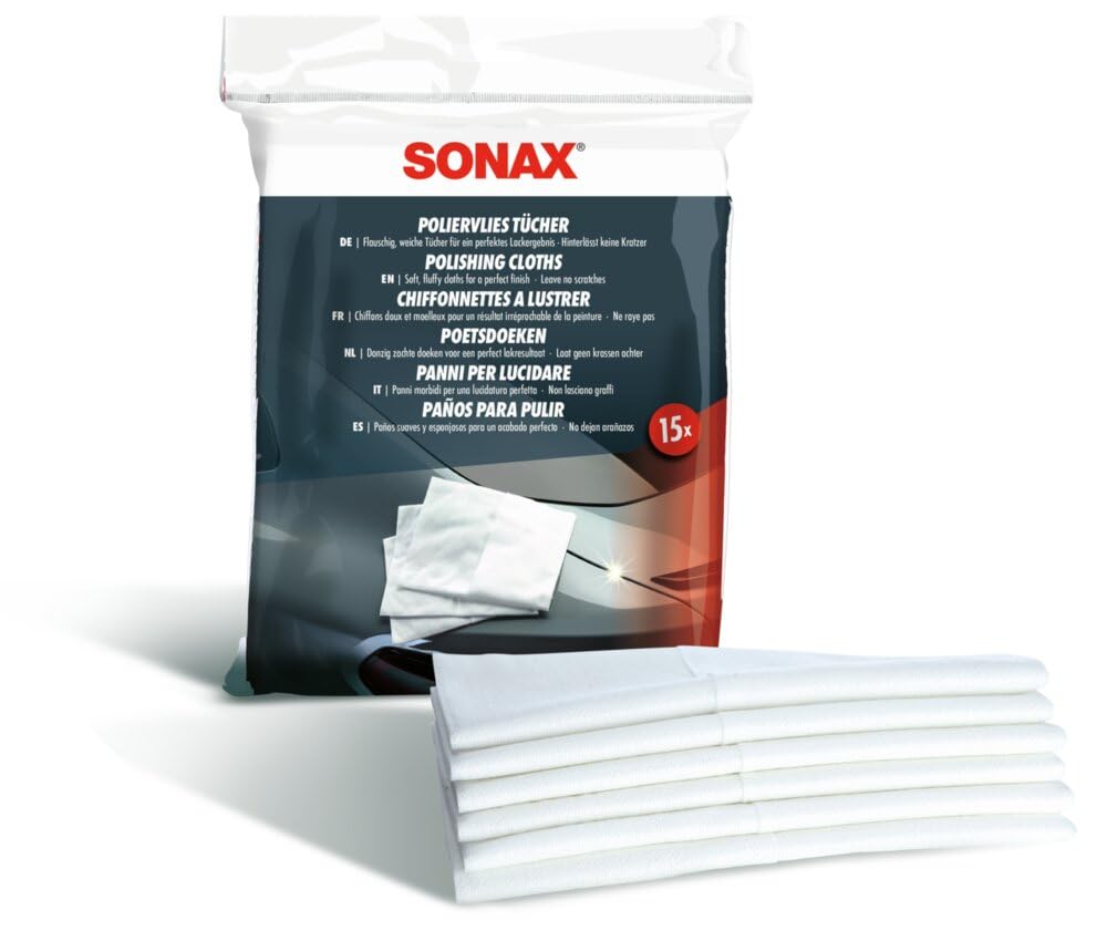 SONAX Polishing Cloths (15 pieces) Fluffy-soft cloths for a perfect paint finish. Leaves no scratches | Art-Nr. 04222000