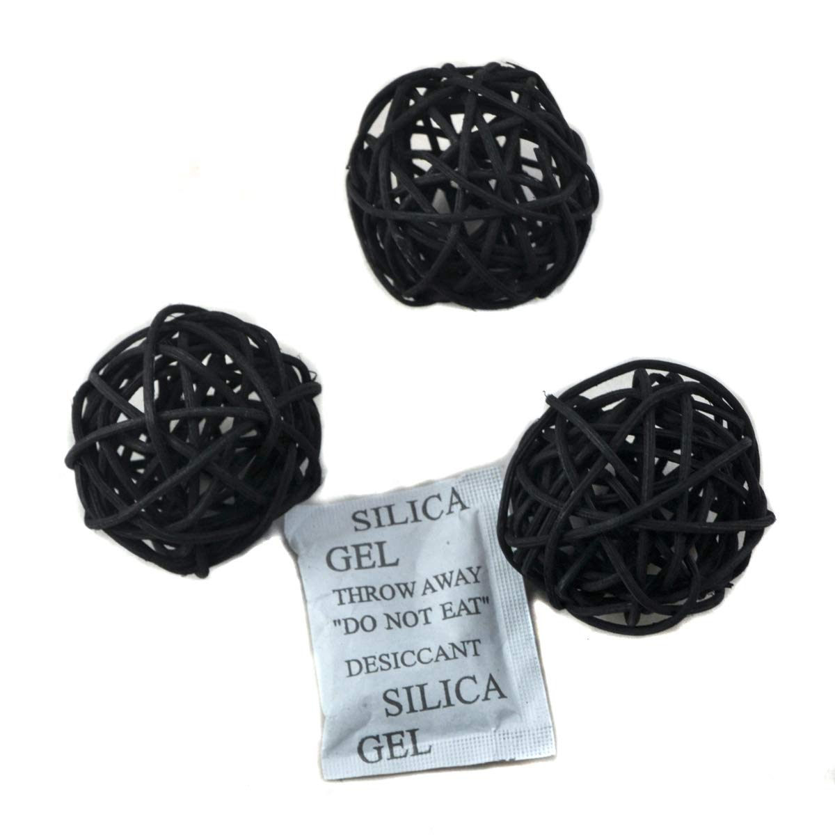 Ougual Natural Wicker Rattan Balls Table Wedding Party Hanging Wobble Ball Christmas Decoration (6cm, 10pcs, Black)