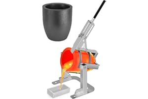 Nelyrho Hand-held Crucible Pouring Tongs with A Graphite Crucible and A Pouring Rack, Work with Crucibles and Melting Furnace, Metal Casting Aluminium Copper Silver #25 (25kg-55lbs)