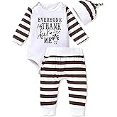 Aalizzwell Preemie Newborn Infant Baby Boys Clothes Bodysuit Romper Pants Hats Outfit Fall Winter Set