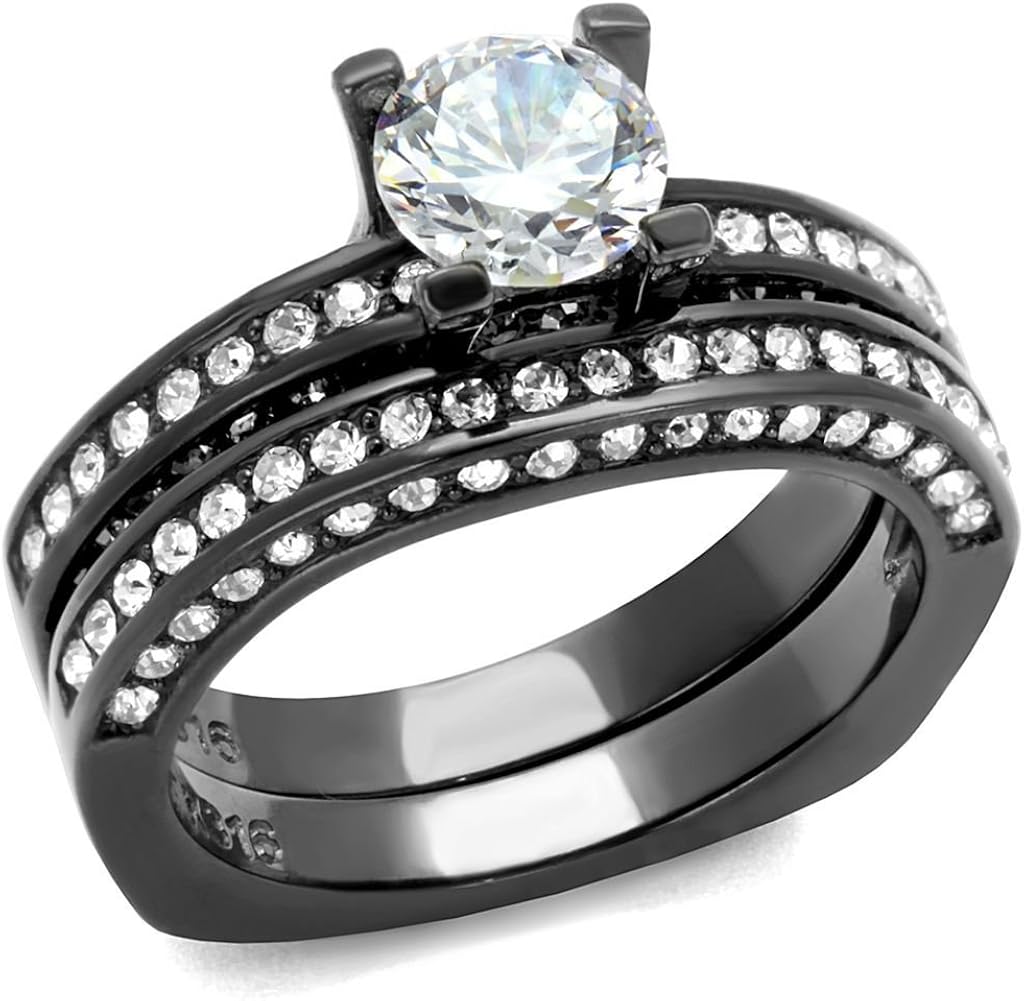Yourjewellerybox TK1175L Wedding & Engagement Ring Set Simulated