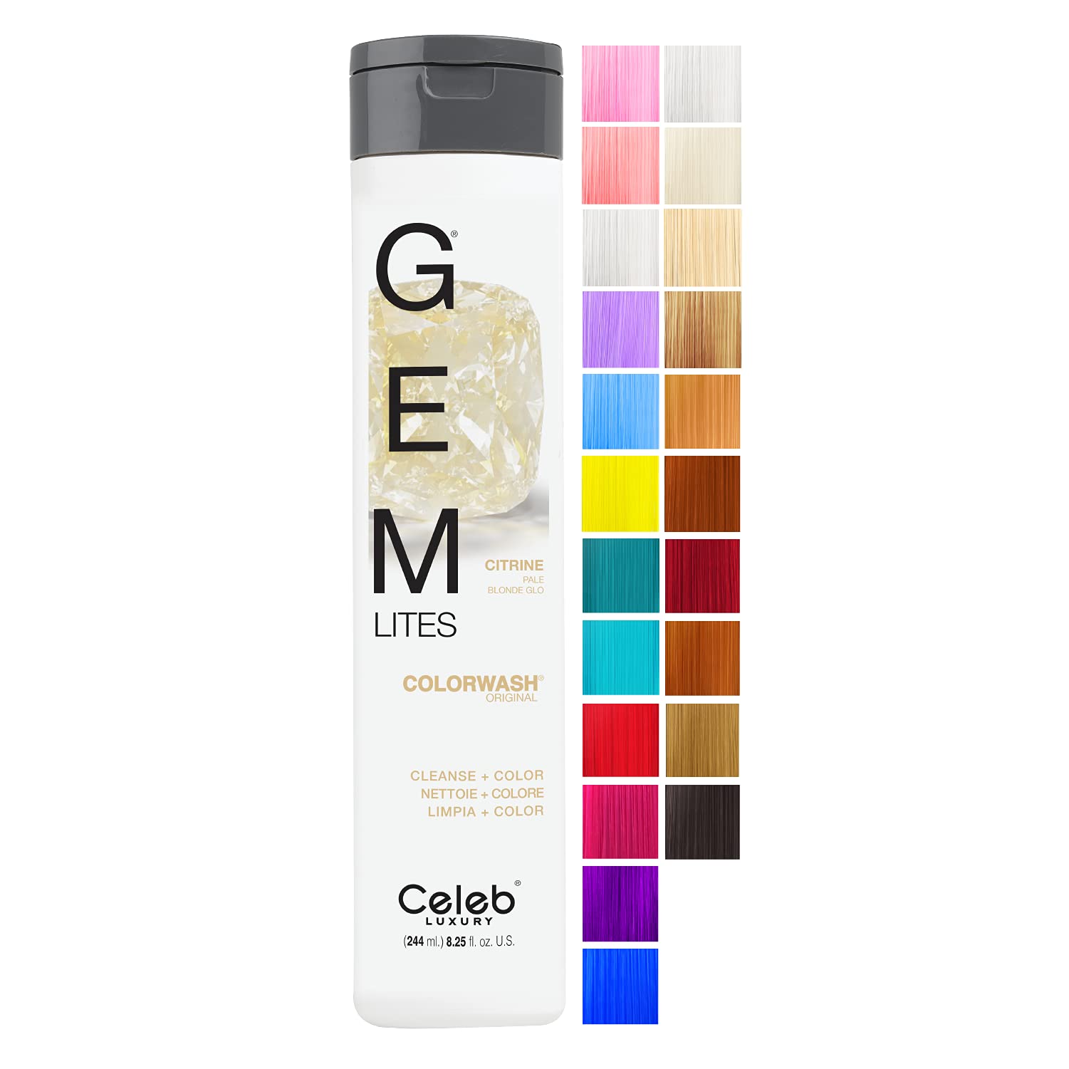 Celeb Luxury Gem Lites Semi Permanent Colourwash Shampoo Blonde - Citrine 240ml