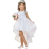 LalaMira Flower Girl Dress High-Low Satin Toddler Dresses A Line Birthday Dress for Wedding Graduation Father Daughter Dance