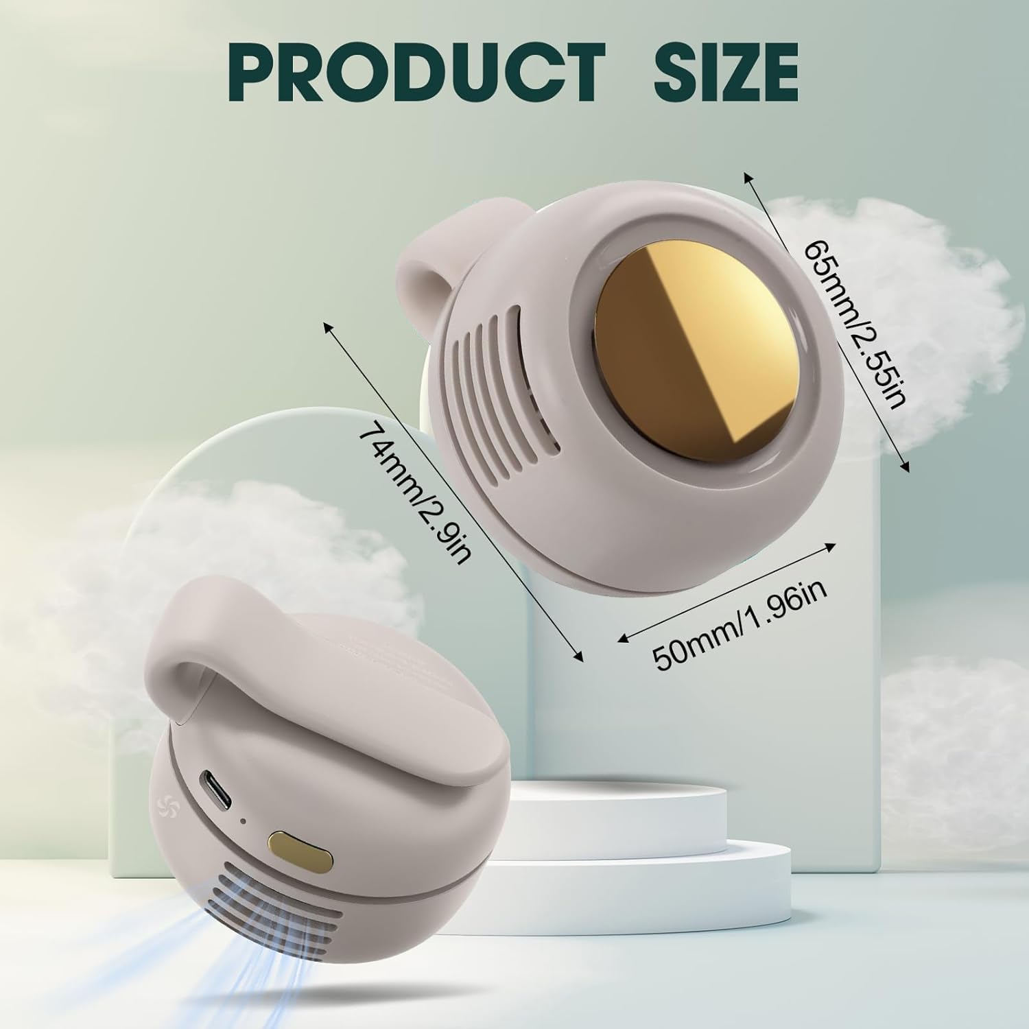 Gaukomzs Portable Silent Mini Bladeless Fan Clip On,3-Speed Clip-on Fan for Shirt and Waist, White