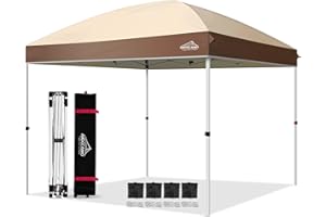 AIGOCANO Canopy Tent,Outdoor 10x10 Pop Up Canopy, Instant Tents for Parties with Roller Bag,4 Sandbags,Portable Easy Up Canopies (Brown)