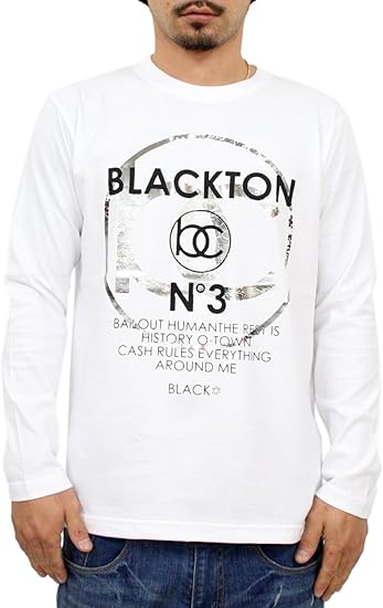 Amazon ブラクトン Blackton ロンt Tシャツ メンズ 大きいサイズ ティシャツ 長袖tシャツ ゴールド かすれ 金箔 ロゴ Logo ストリート 柄 ブランド プリント T シャツ Btlt0901 Tシャツ カットソー 通販