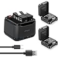 Rszfnjxry 360 Ace Series Batteries(2 Packs 1800mAh) with Fast Charge Hub for Insta360 Ace Pro/Ace,Fast Portable 3 Channel Battery Charging Storage Station with Misro SD Card Accessories Slots