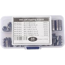 Twinsert Screw Insert Kit Stainless Steel Thread Screw Inserts 50-Piece Stainless Steel Thread ...