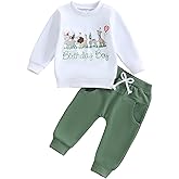 Bagilaanoe Toddler Birthday Boy Outfit One/Two/Three Year Old Birthday Clothes Safari Animal Long Sleeve Sweatshirt Pant