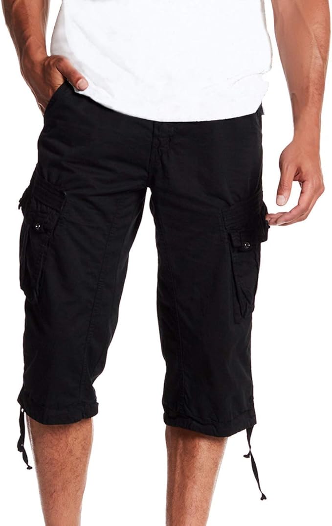 Long black cargo shorts Clearance
