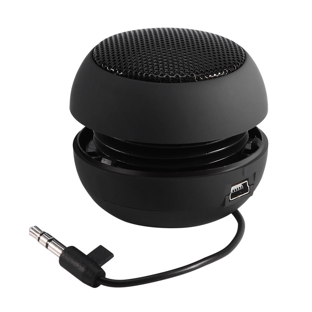Photo 1 of ASHATA Plug in Mini Speaker 3.5mm, Portable Travel Speaker with 3.5mm Aux Jack, Retractable Small Speaker for iPod MP3 MP4 MP5 Phone Computers (Black)