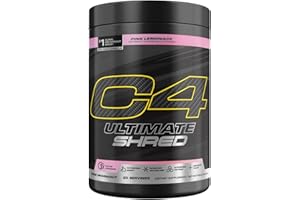 Cellucor C4 Ultimate Shred Pre Workout Powder, Metabolism Supplement with Cayenne Extract+300mg Caffeine+TeaCrine+Dynamine - Pink Lemonade, 20 Servings