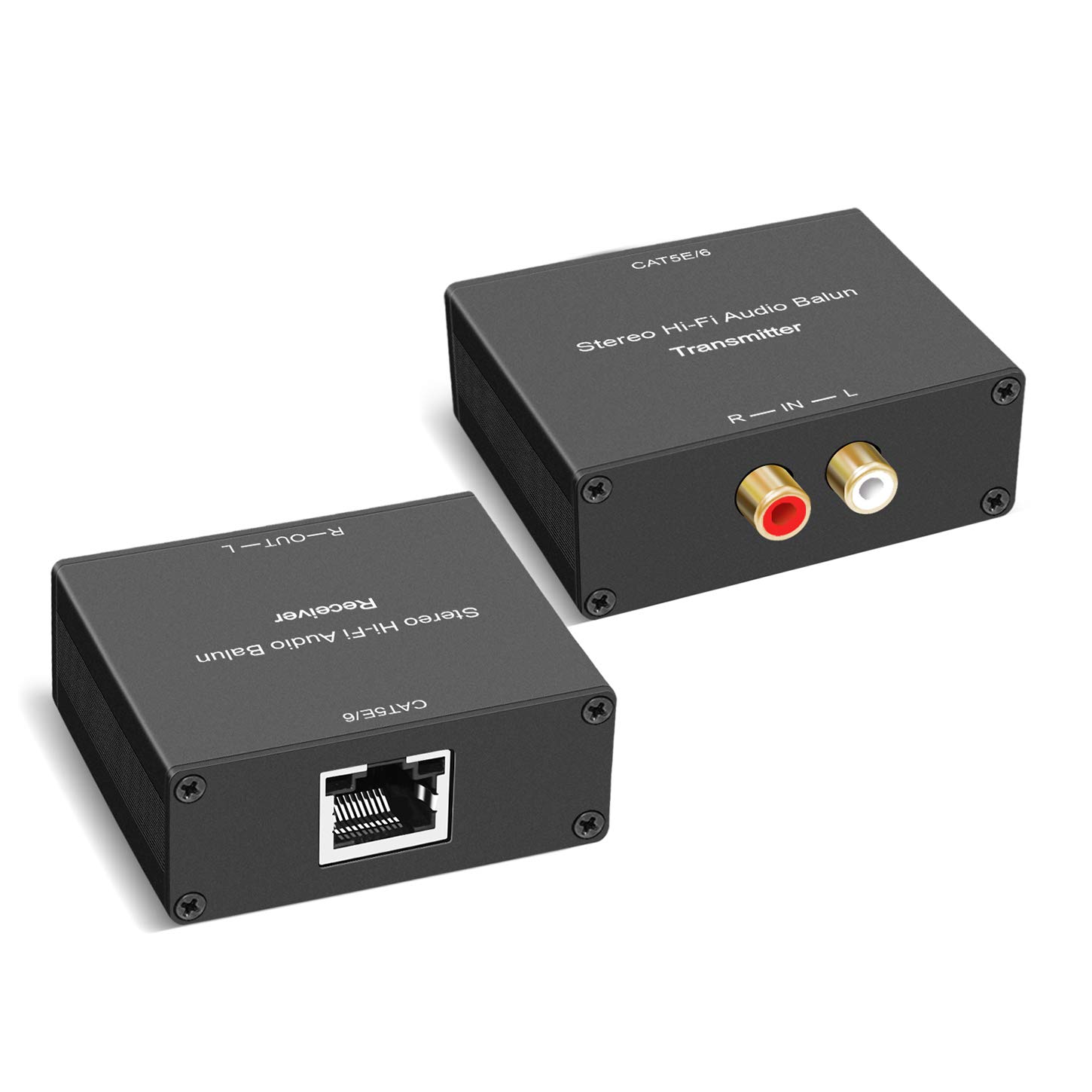 Stereo Hi-Fi Audio Balun Recevier Stereo Audio R/L Over Cat5/5e/Cat 6 Extender…