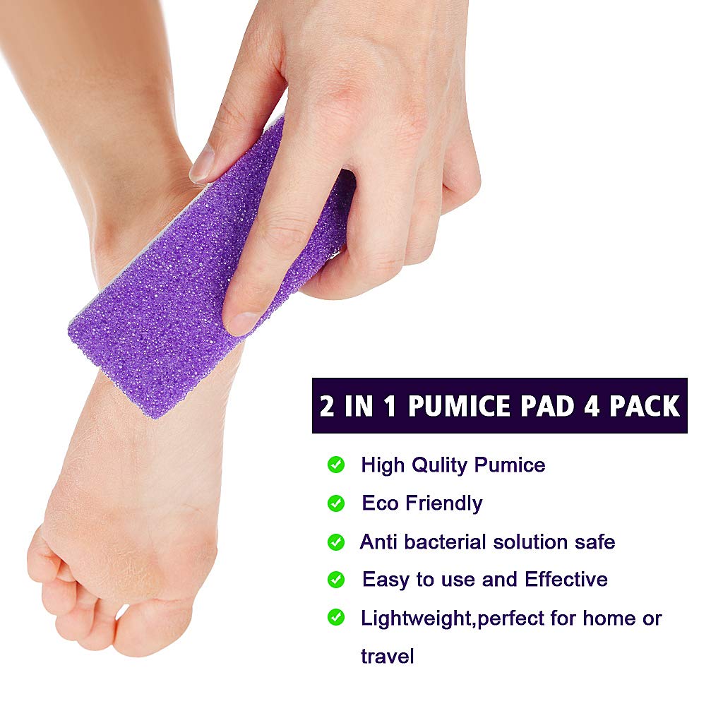 Edealing Foot Pumice Stone,4 Packs Double Sided Hard Skin Callus Remover, Dead Skin Scrubber Pedicure Tools for Foot Caring-Purple: Beauty