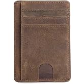AGBIADD Slim Minimalist Front Pocket RFID Blocking Leather Wallets for Men Women Medium Size Crazy Horse Brown