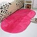 YJ.GWL High Pile Soft Shag Oval Rugs Fluffy Rug Kids Bedroom Nursery Carpets Anti-Slip Backed Home Décor Area Rugs 2.6' X 5.3' (Rose Red)