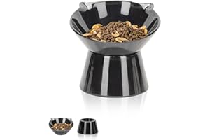 LUCKYPOTS Detachable Elevated Cat Bowls, 15° Tilted Raised Cat Food Bowl Anti-Vomiting,Whisker Friendly, Adjustable Cat Dishes for Protecting Spine,Adult Kitten