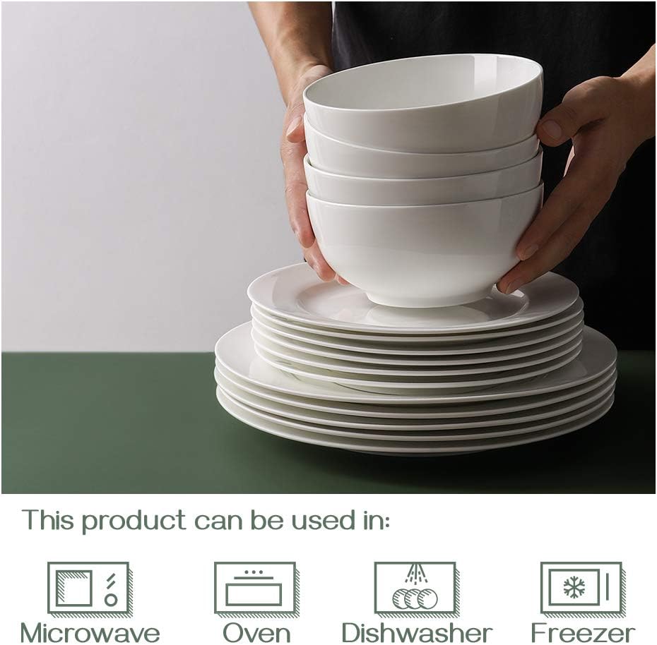  | DOWAN Ceramic Soup Bowls, Cereal Bowl, 22 Ounce Bowls Set, Chip Resistant, Dishwasher & Microwave Safe, Porcelain Bowls for Kitchen, White Bowls for Cereal Soup Rice Pasta Salad Oatmeal, Set of 4: Cereal Bowls