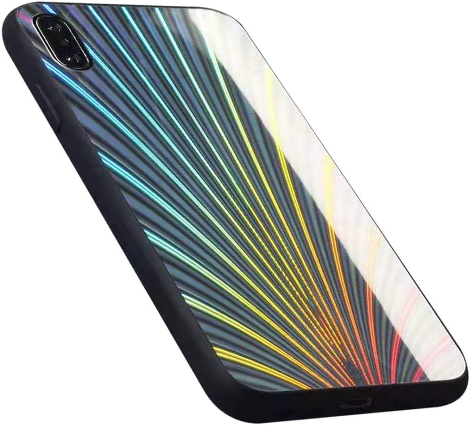 Fvntuey Ultra Thin Gradient Colorful Aurora Case for iPhone 11, Slim Protective Cover (with Glass Back Cover + Soft TPU Bumper Frame Rainbow Bling Glitter) Compatible with iPhone 11(Silver)