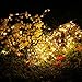 Icicle Starry Solar String Lights, 26 ft 120 LED Waterproof Fairy Copper Wire Lights for Christmas, Patio, Lawn, Garden, Wedding, Party and Valentines's Decorations (Warm white)
