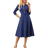 GRACE KARIN Fall Work Dresses for Women 2025,3/4 Sleeve Business Dress with Pockets,A-Line Office Professional Dresses