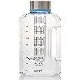 2.5L Water Bottle,BPA Free 84oz Large Water Bottle Hydration with Motivational Time Marker Reminder Leak-Proof Drinking Half 