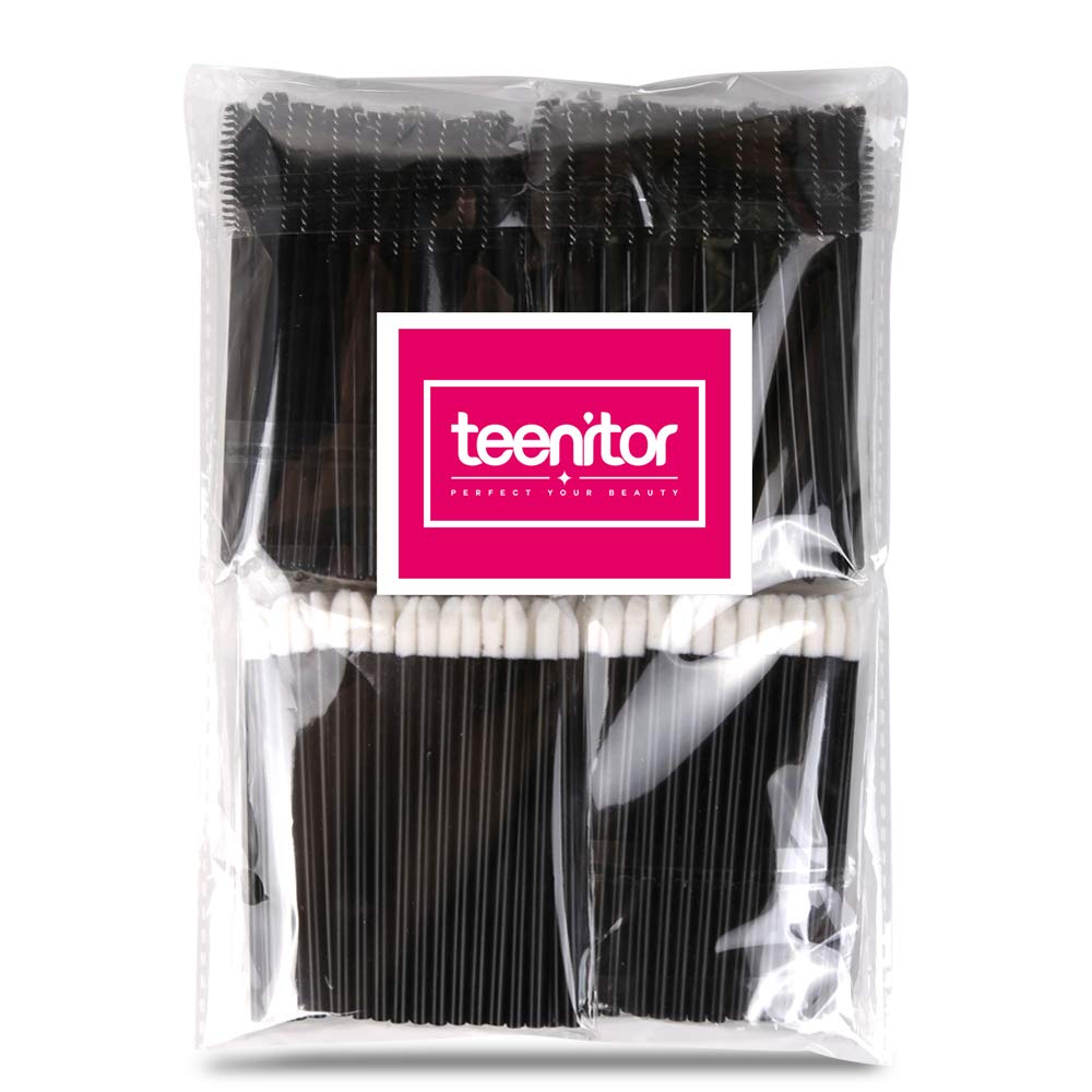 Disposable Makeup Applicators, Teenitor 100Pcs Lipstick Applicator Wands& 100Pcs Eyelash Mascara Wands Lip Gloss Lipstick Tester Eye Lash Brush Halloween Makeup: Beauty