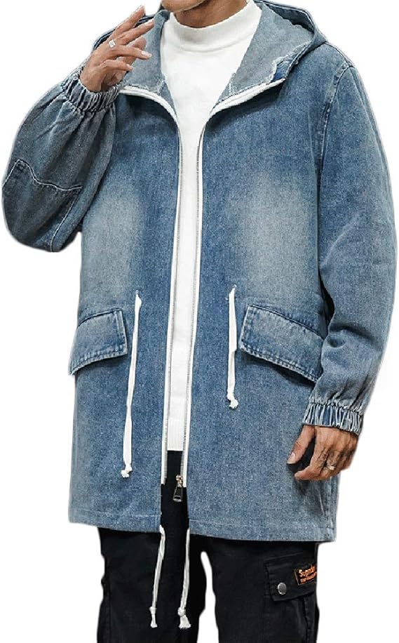 Amazon Habille ﾊﾋﾞｰ メンズ デニムパーカー ロング カーディガン デニムジャケット フード付き 大きいサイズ M 5xl おまけ付 2カラー トレーナー パーカー 通販