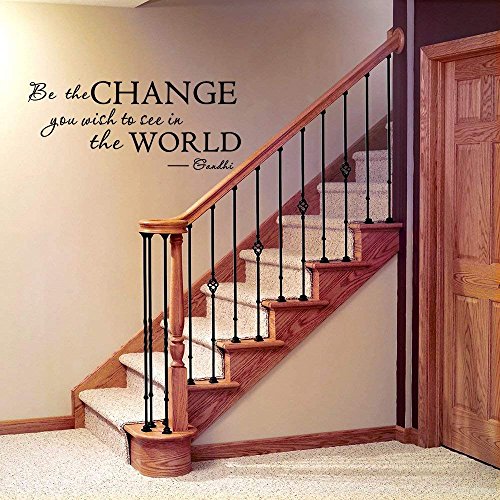 LUCKKYY Inspirational Wall Decals Quotes,Word Wall Sticker Quotes,Motivational Wall Decal,Family Inspirational Wall Art Sticker (Be Change-Black)