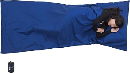 Amazon Com Browint Cotton Sleeping Bag Liner Travel Camping Sheet With Pillow Pocket Cotton Sleep Sack For Hotel Lightweight And Soft Travel Liner Reinforced Gussets Sports Outdoors