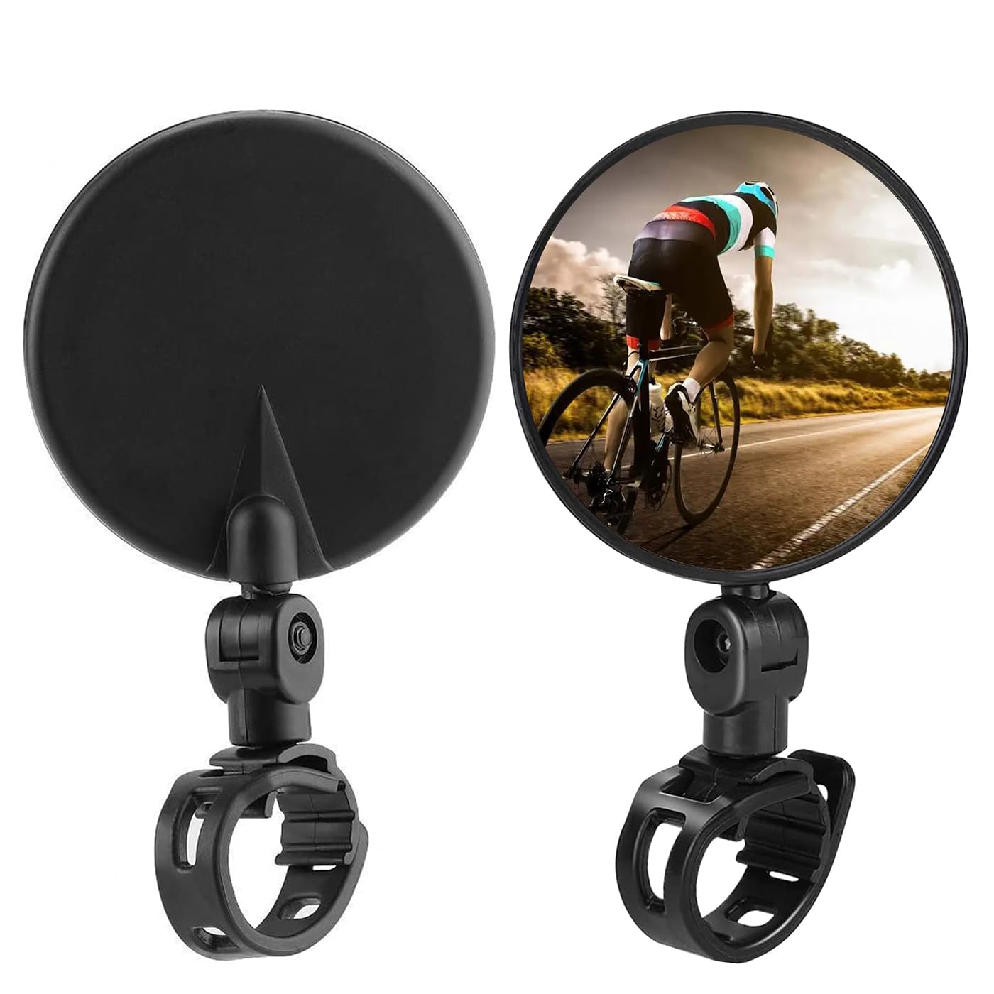 Bike Mirror, Bicycle Cycling Rear View Mirrors, Wide Angle Rear View Mirrors, 360°Adjustable Plastic Convex Mirror Bike Mirror with Rotatable Handlebar, for 15-35mm Handlebar Mountain Road Bike,2 Pcs