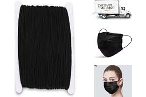 Hollosport Round 3mm Black Elastic String for Masks, 1/8 Inch 30M Soft Thin Elastic Cord Rope Band for Sewing with Prime Delivery