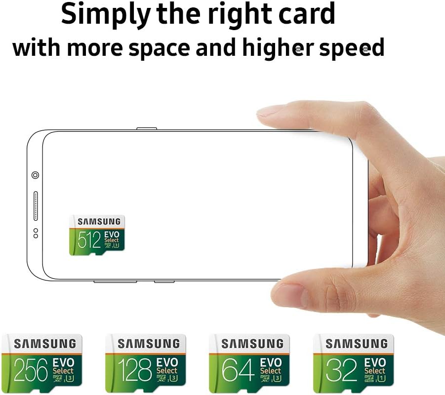 Samsung (MB-ME512GA/AM) 512GB 100MB/s (U3) MicroSDXC Evo Select Memory Card with Adapter: Computers & Accessories