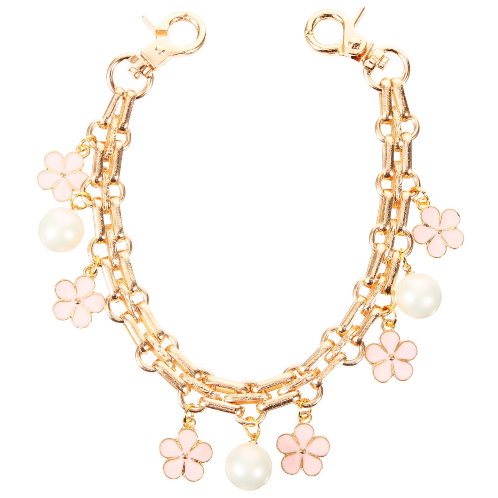 Elegant Pearl Flower Chain Purse Strap Extender, 10 Inch Alloy Bag Extender Chain for Handbags, Wallets, and Crossbody Bags