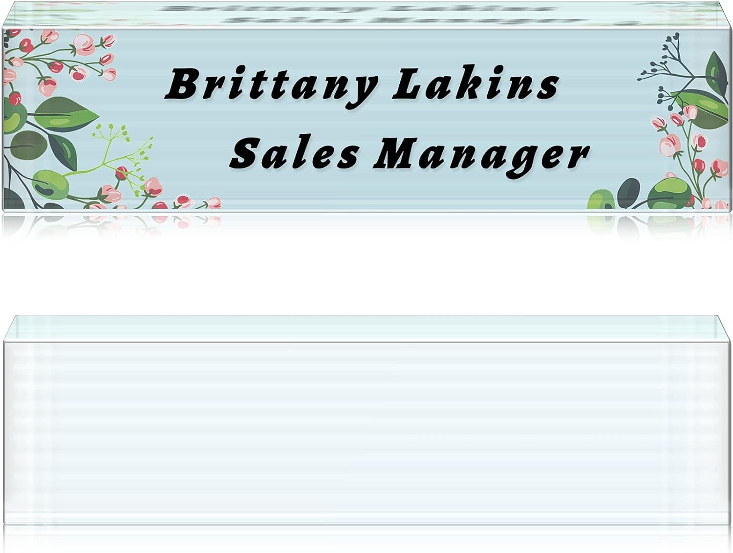 Sublimation Desk Name Plate Custom Personalized Name Plate Clear Glass Business Name Plate Desktop Blank Glass Name Card for Office Decor Desk Bar Sign, Teacher Boss Presents, 2 x 8 Inches