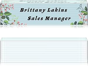 Sublimation Desk Name Plate Custom Personalized Name Plate Clear Glass Business Name Plate Desktop Blank Glass Name Card for Office Decor Desk Bar Sign, Teacher Boss Presents, 2 x 8 Inches