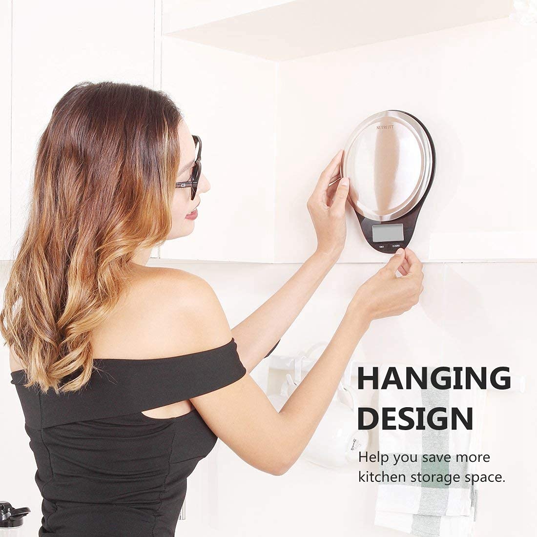 Food Scale, NUTRI FIT Digital Kitchen Scale Weight Grams and Ounces for Weight Loss, Accurate Cooking Baking Scale LCD Display Max 11lb 1g Increment with Wide Stainless Steel Platfrom, Black